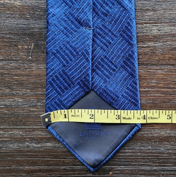 Lanvin silk neck tie blue geometric print - Picture 5 of 8